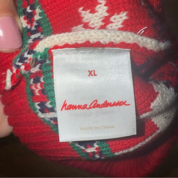 HANNA ANDERSSON Christmas Holiday Reindeer Winter Beanie Hat size XL - Picture 3 of 3